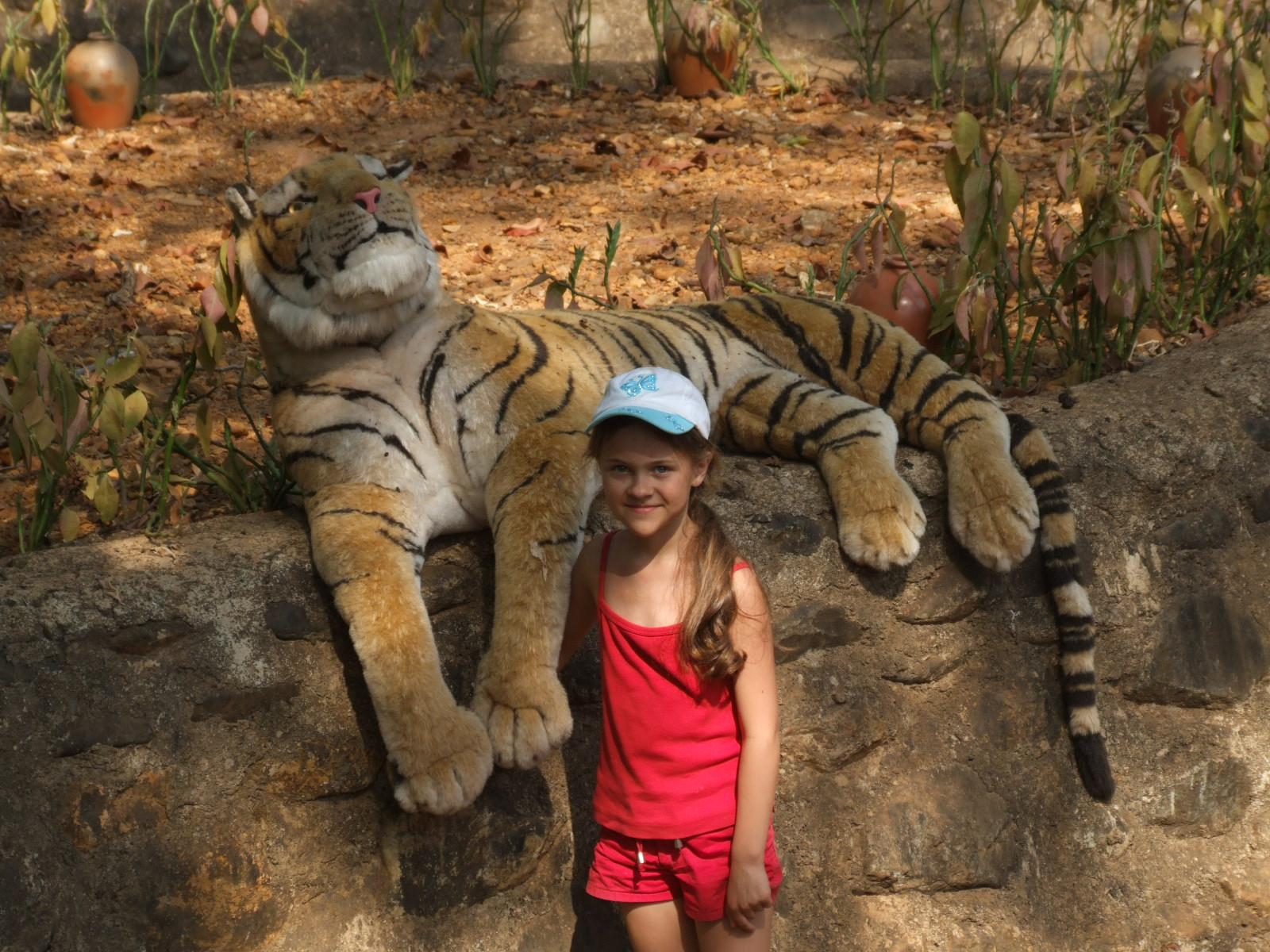 Kristin in the tiger den. 
